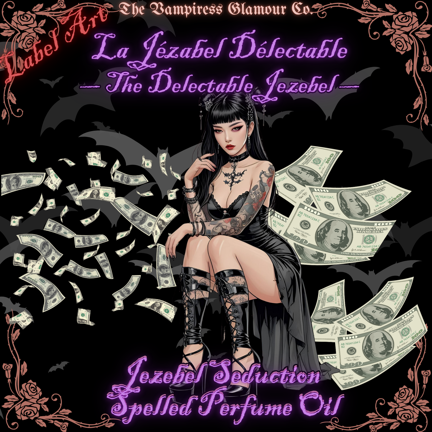 Le Jezebel Delectable-Jezebel Seduction and Financial Domination Spelled Crystal Infused Botanical Perfume Oil