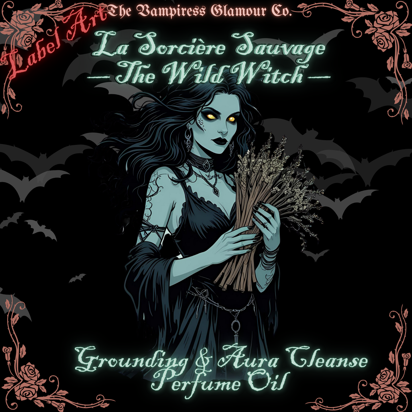 Le Sorcière Sauvage- The Wild Witch – Aura Grounding, Protection, and Cleansing Spelled Crystal-Infused Botanical Perfume Oil