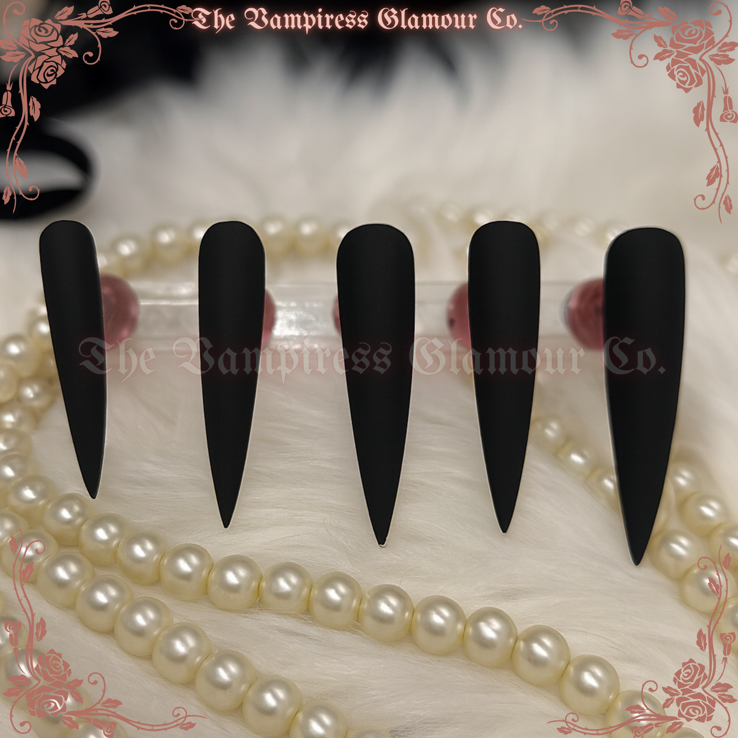 Les Griffes Noires 
Dark Matter-Black Handcrafted Luxury Glamour Magick Gel Press-On Nails