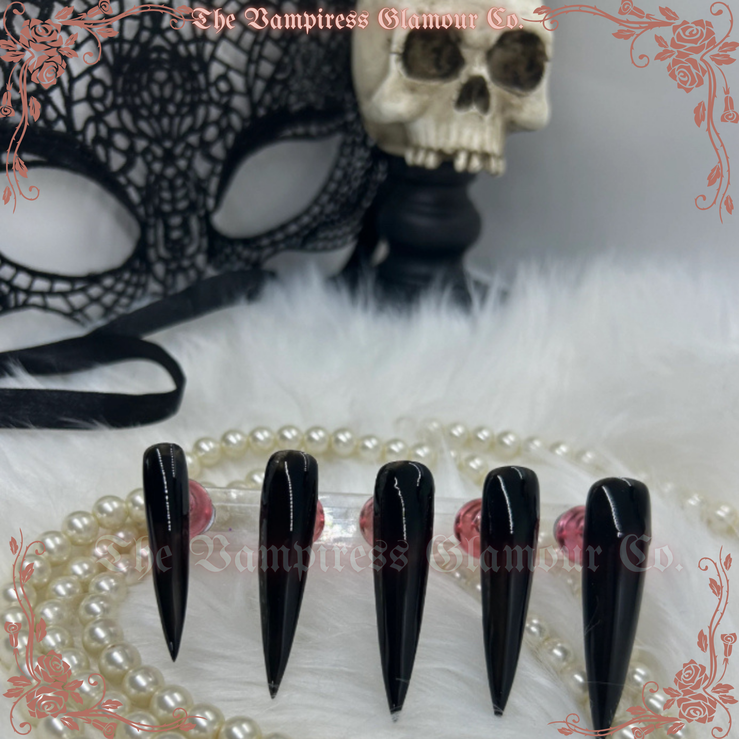 Les Griffes Noires 
Dark Matter-Black Handcrafted Luxury Glamour Magick Gel Press-On Nails