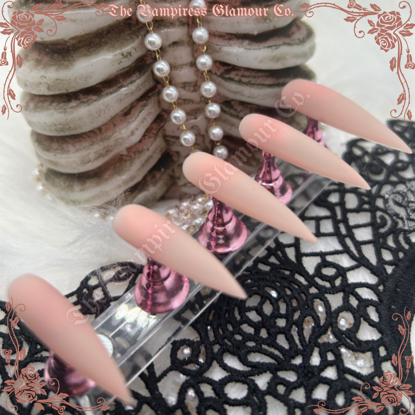 Reine Akasha — Queen Akasha Natural Peach Jelly Handcrafted Luxury Glamour Magick Gel Press-On Nails