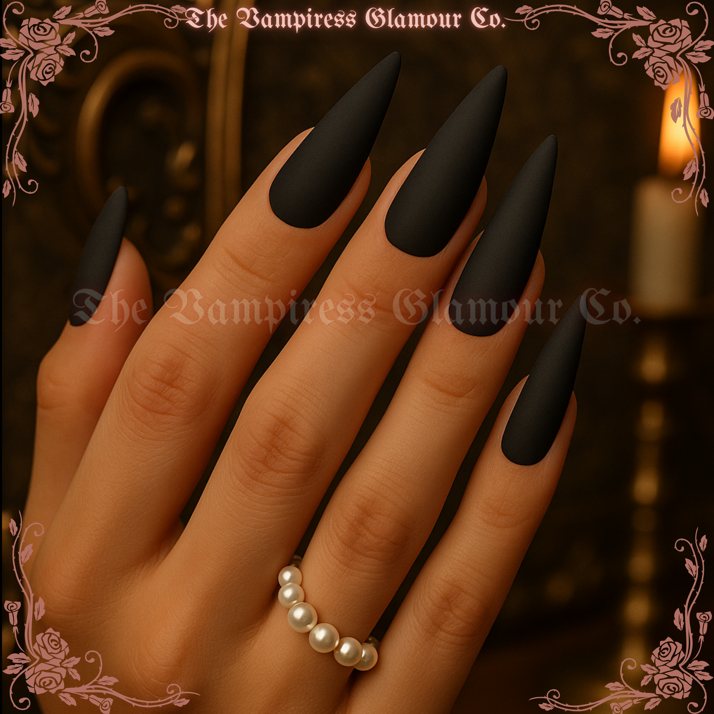 Les Griffes Noires 
Dark Matter-Black Handcrafted Luxury Glamour Magick Gel Press-On Nails