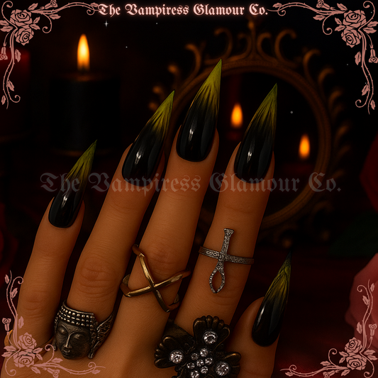 Absinthe Drip Luxury Handcrafted Glamour Magick Gel Press-On Nail Set