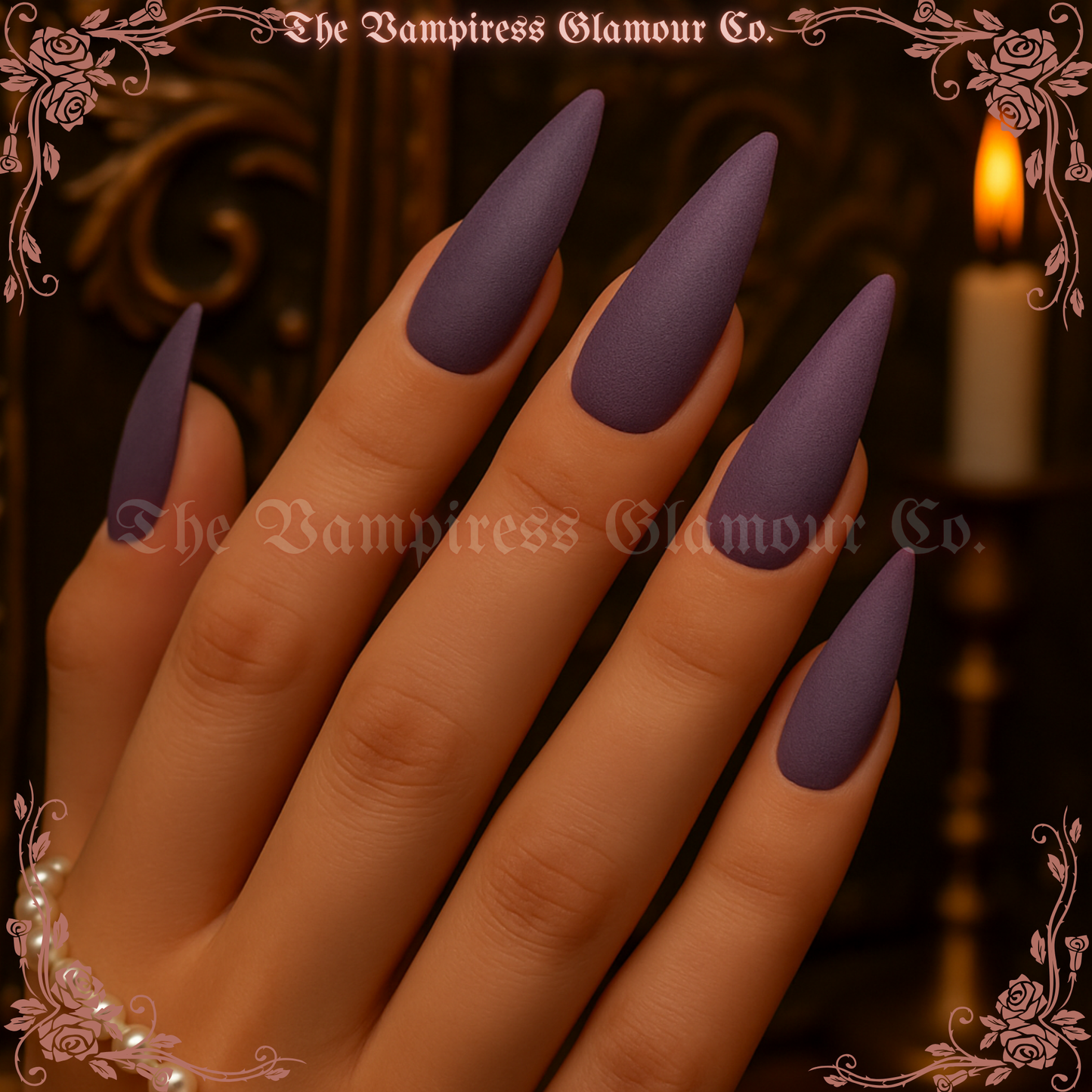 L’Améthyste— Amethyst Pearl  Handcrafted Luxury Glamour Magick Gel Press-On Nails