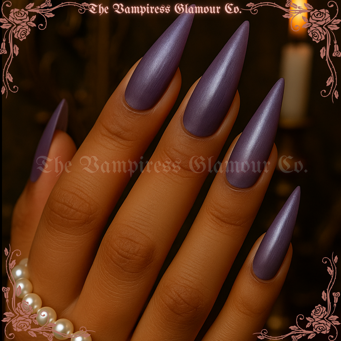 L’Améthyste— Amethyst Pearl  Handcrafted Luxury Glamour Magick Gel Press-On Nails