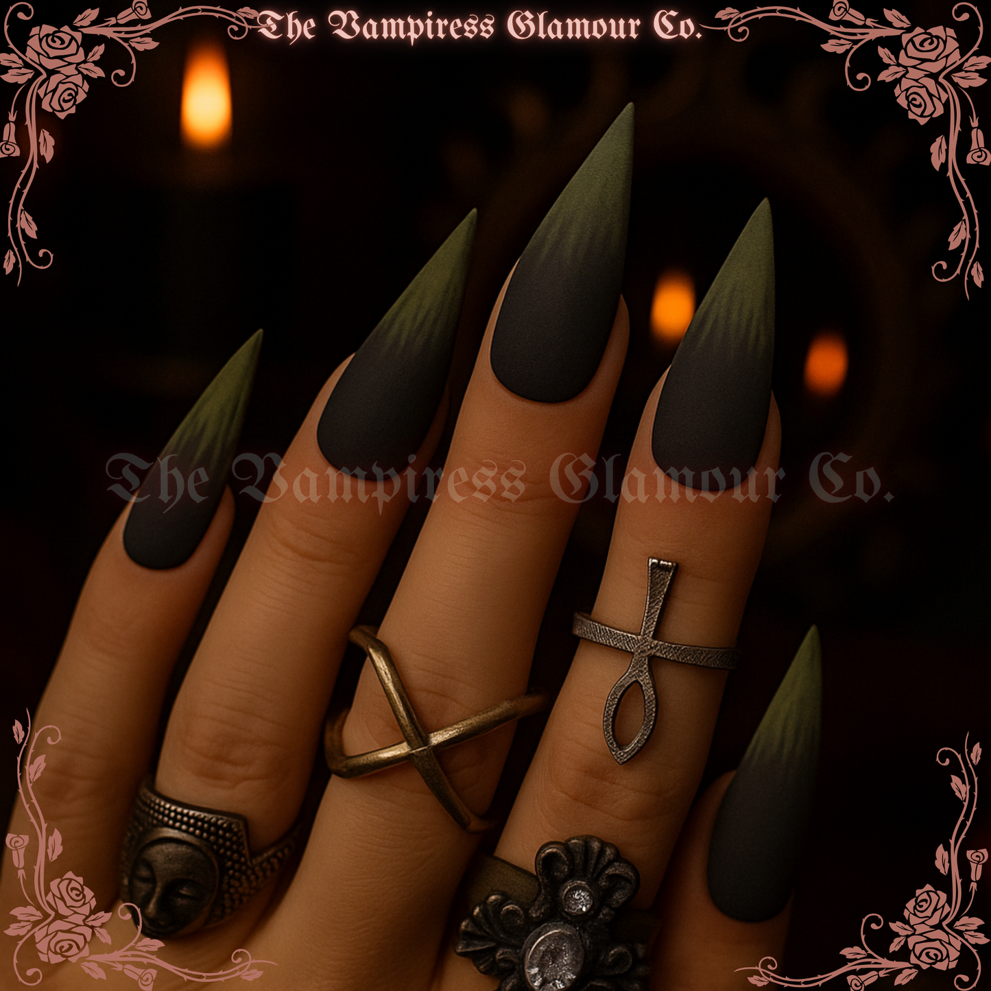 Absinthe Drip Luxury Handcrafted Glamour Magick Gel Press-On Nail Set