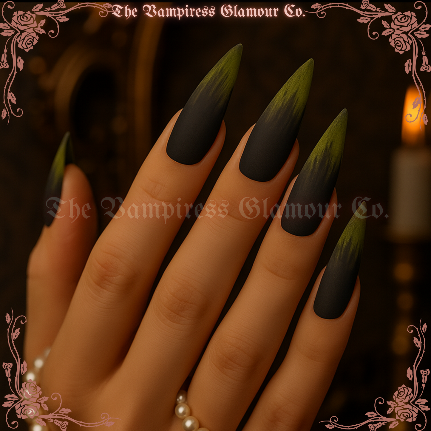 Absinthe Drip Luxury Handcrafted Glamour Magick Gel Press-On Nail Set