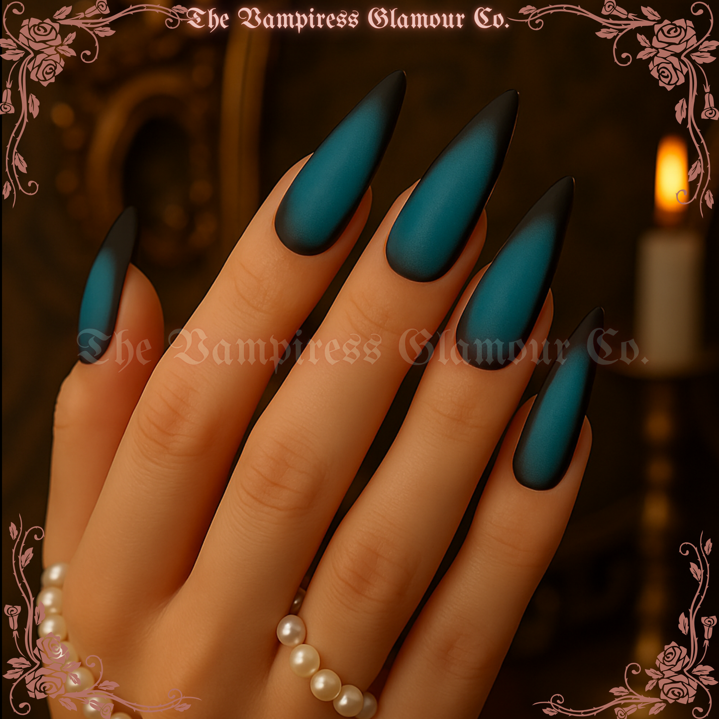 L’Aqua Goth — The Aqua Goth Luxury Handcrafted Glamour Magick Gel Press-On Nail Set