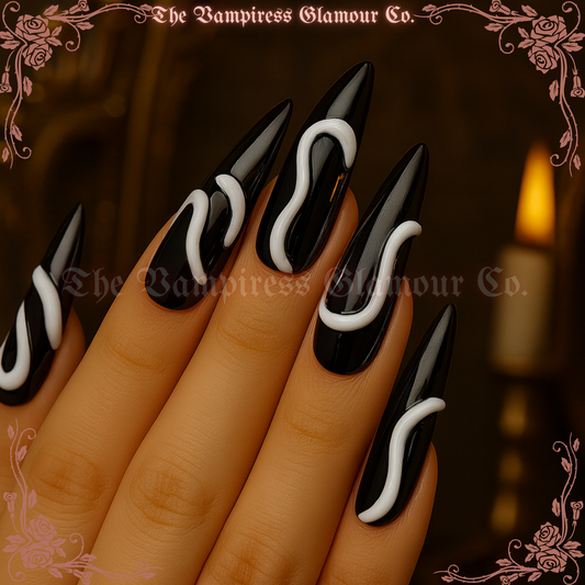 L’Oracle Noir — The Black Oracle
Luxury Handcrafted Glamour Magick Gel Press-On Nail Set