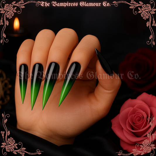 L’Enchanteresse Verte — The Green Enchantress Luxury Handcrafted Glamour Magick Gel Press-On Nail Set