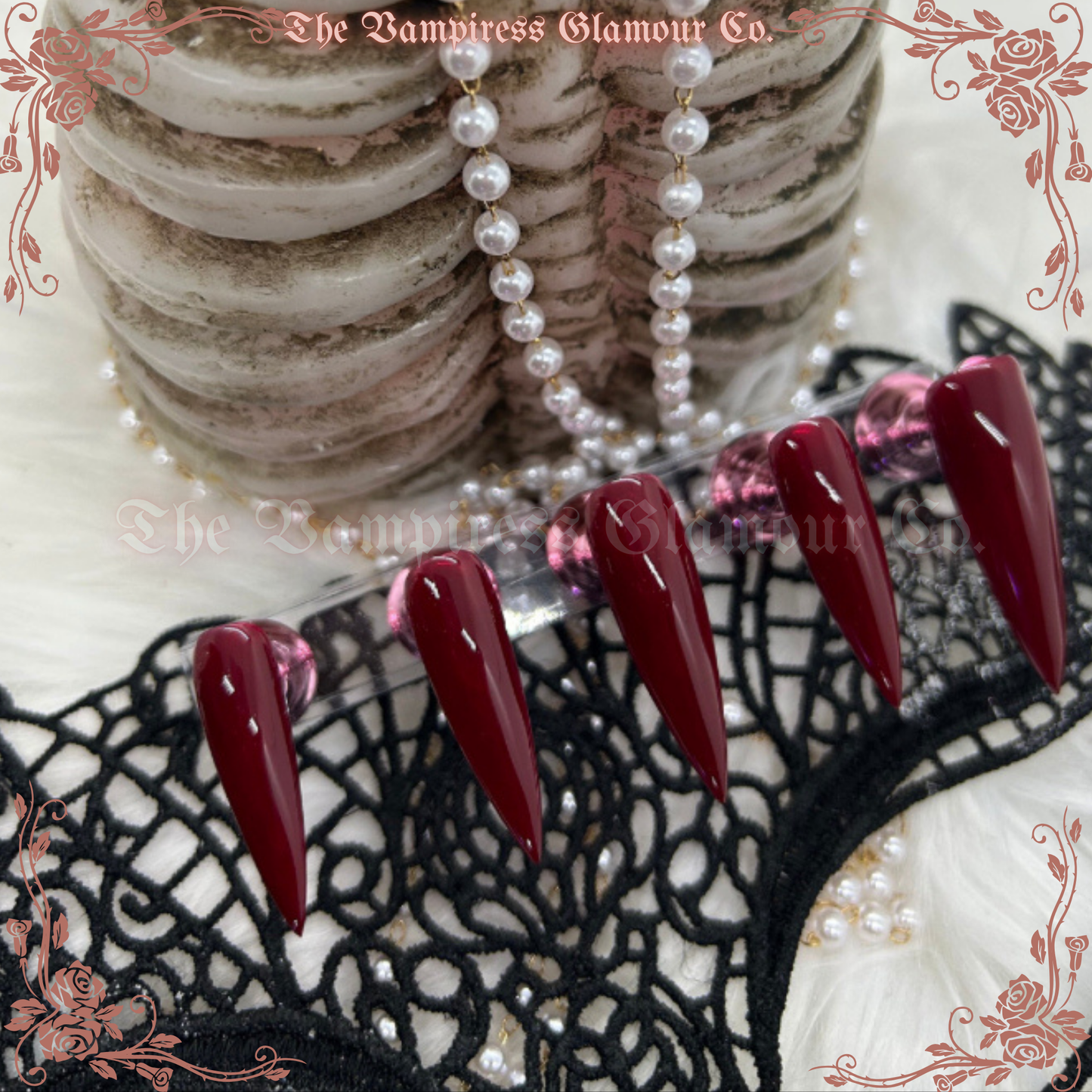 Velours du Sang — Blood Velvet Luxury Handcrafted Glamour Magick Gel Press-On Nail Set