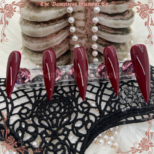 Velours du Sang — Blood Velvet Luxury Handcrafted Glamour Magick Gel Press-On Nail Set