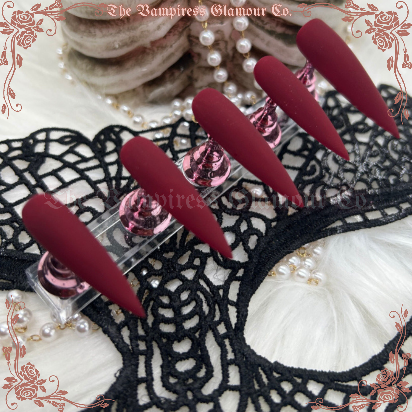 Velours du Sang — Blood Velvet Luxury Handcrafted Glamour Magick Gel Press-On Nail Set