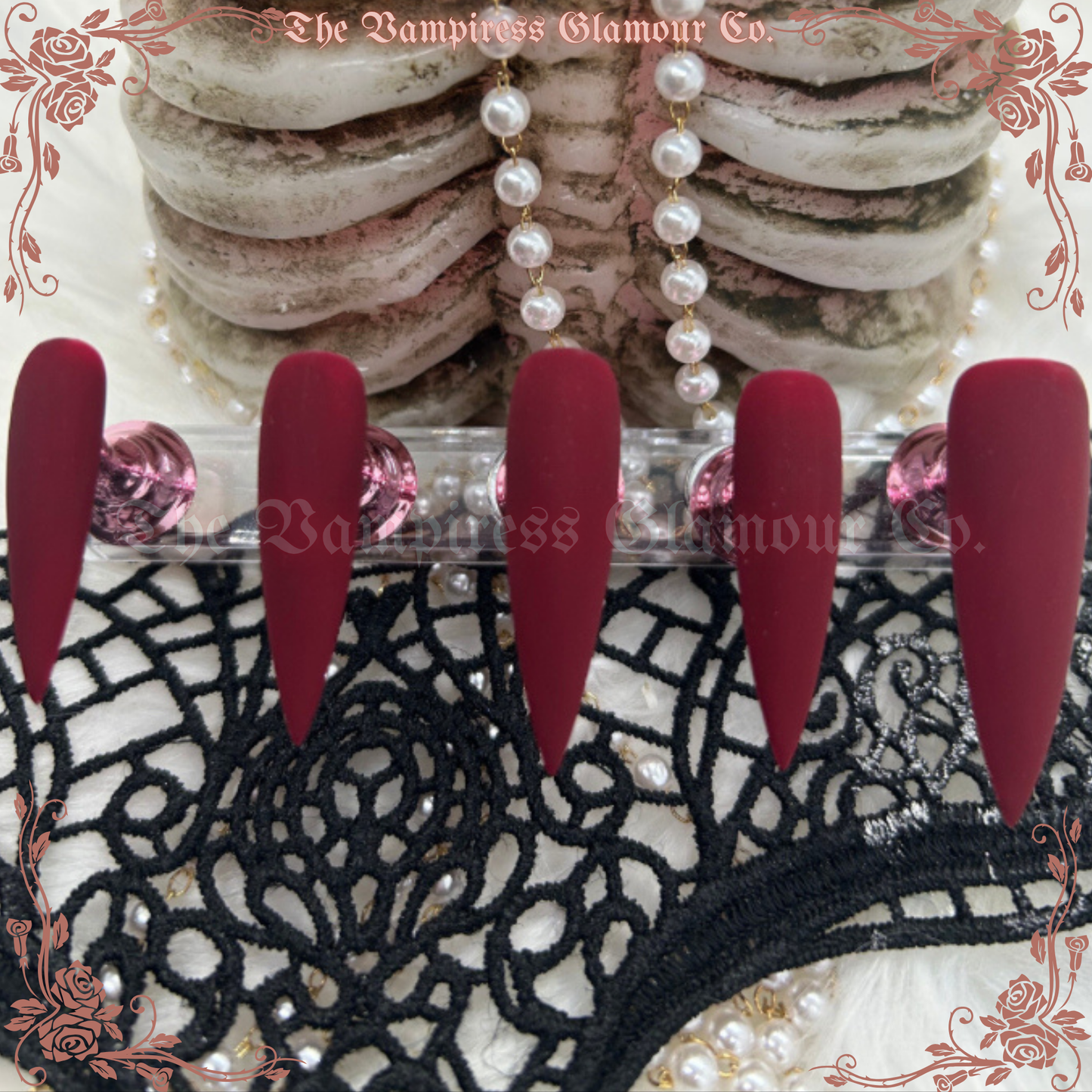 Velours du Sang — Blood Velvet Luxury Handcrafted Glamour Magick Gel Press-On Nail Set