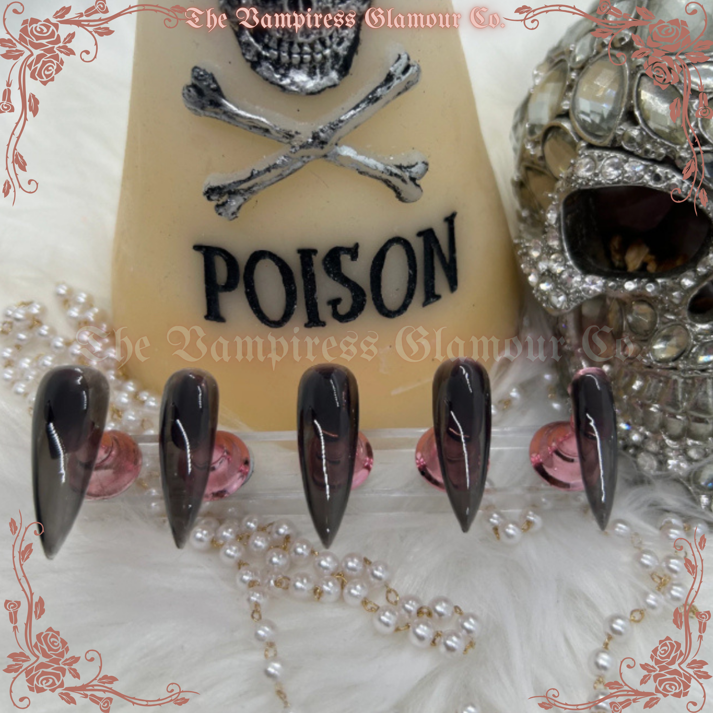 Réglisse Noire — Black Licorice Jelly Luxury Handcrafted Glamour Magick Gel Press-On Nail Set