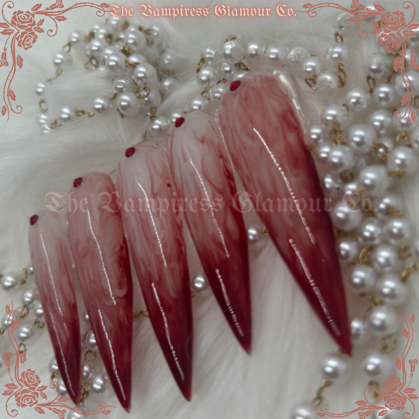 Dimanche Sanglant — Bloody Sunday 
Luxury Handcrafted Glamour Magick Gel Press-On Nail Set