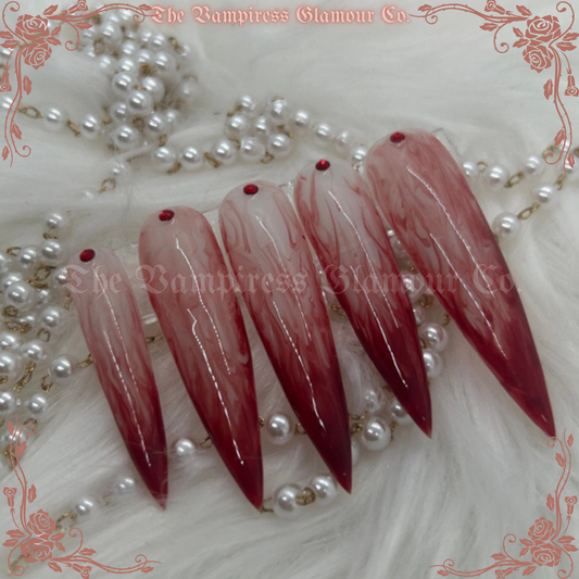 Dimanche Sanglant — Bloody Sunday 
Luxury Handcrafted Glamour Magick Gel Press-On Nail Set