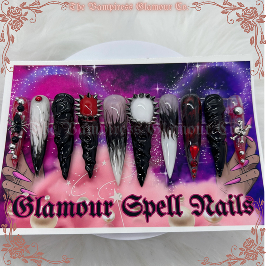 Goudron Noir — Black Tar
Luxury Handcrafted Glamour Magick Gel Press-On Nail Set