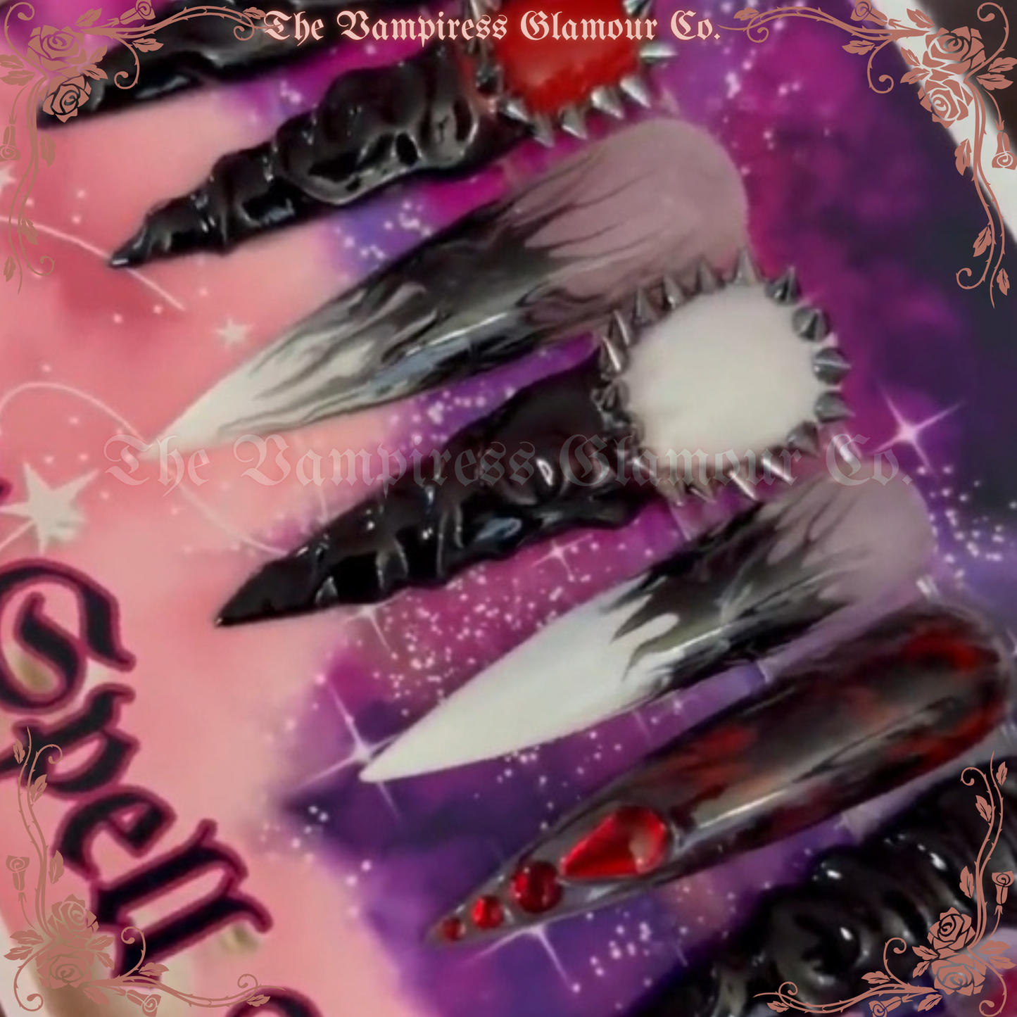 Goudron Noir — Black Tar
Luxury Handcrafted Glamour Magick Gel Press-On Nail Set