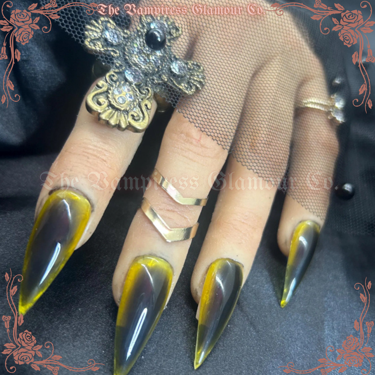 Miel Noir — Black Honey Jelly Luxury Handcrafted Glamour Magick Gel Press-On Nail Set