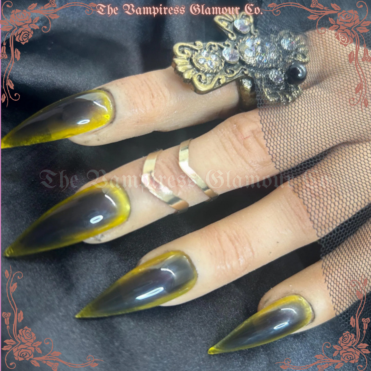 Miel Noir — Black Honey Jelly Luxury Handcrafted Glamour Magick Gel Press-On Nail Set