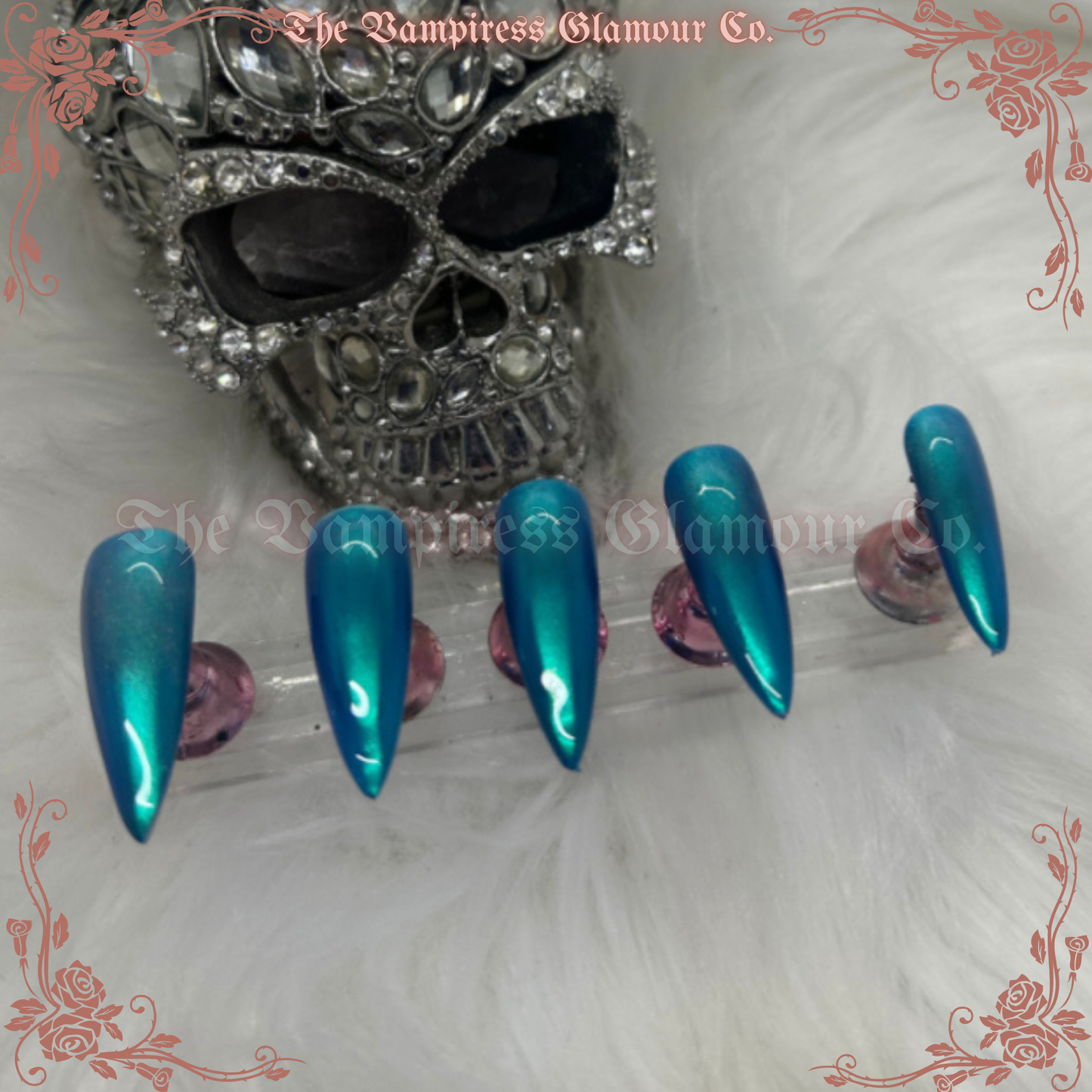 Céruléenne Enchantée — Enchanted Cerulean Luxury Handcrafted Glamour Magick Gel Press-On Nail Set