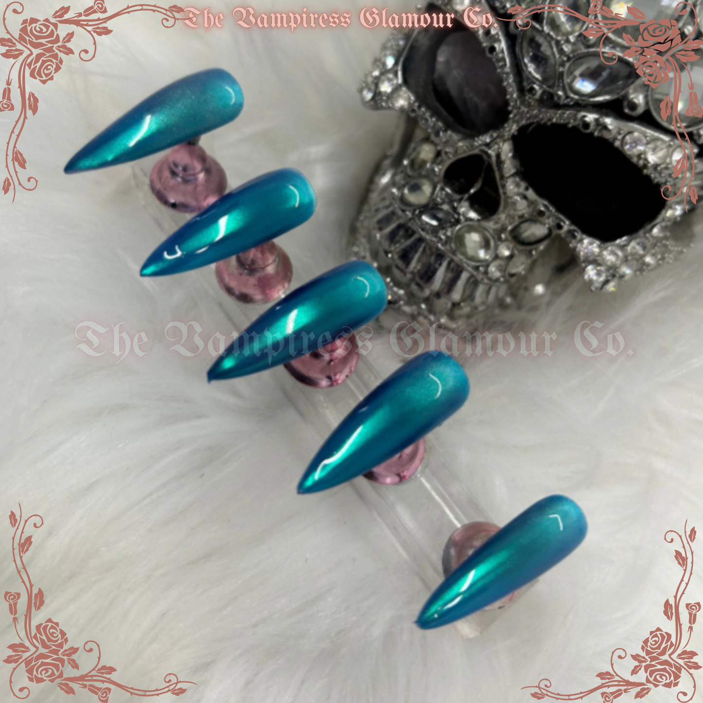 Céruléenne Enchantée — Enchanted Cerulean Luxury Handcrafted Glamour Magick Gel Press-On Nail Set