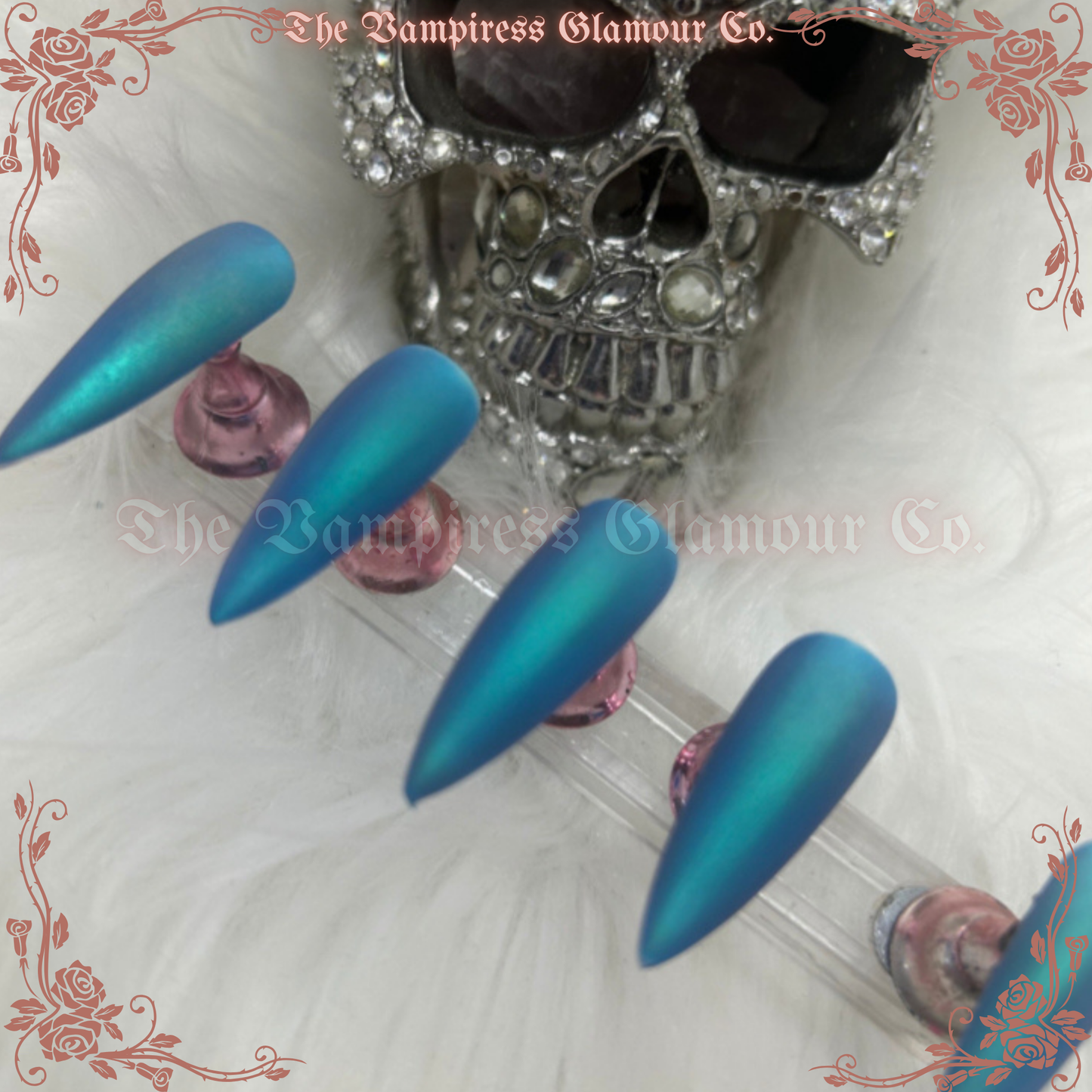 Céruléenne Enchantée — Enchanted Cerulean Luxury Handcrafted Glamour Magick Gel Press-On Nail Set