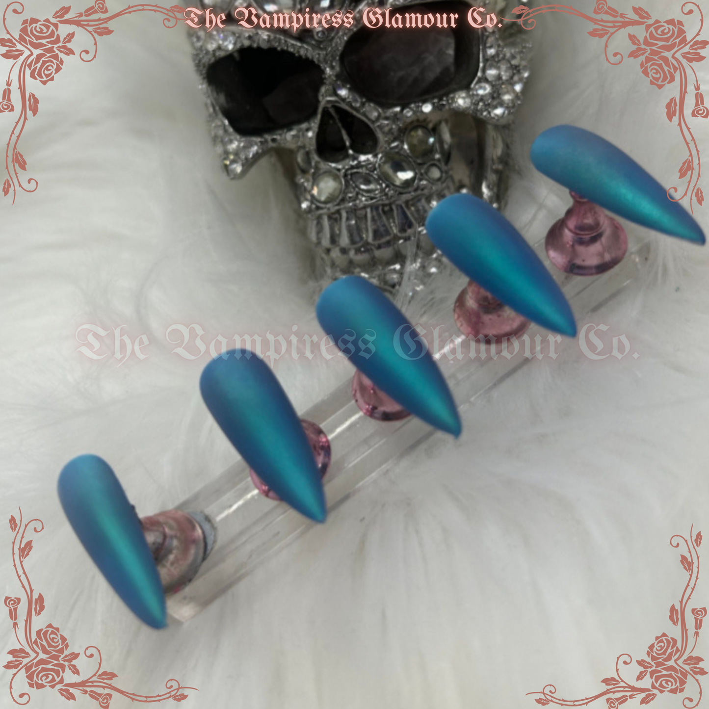 Céruléenne Enchantée — Enchanted Cerulean Luxury Handcrafted Glamour Magick Gel Press-On Nail Set