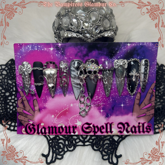 Chrome Dôme — The Rock Queen’s Talisman Luxury Handcrafted Glamour Magick Gel Press-On Nail Set