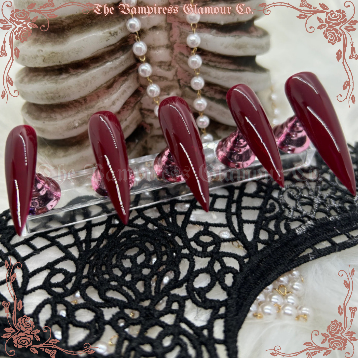 Rouge du Sang — Coagulant Luxury Handcrafted Glamour Magick Gel Press-On Nail Set