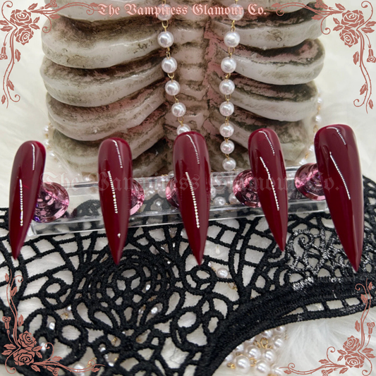 Rouge du Sang — Coagulant Luxury Handcrafted Glamour Magick Gel Press-On Nail Set