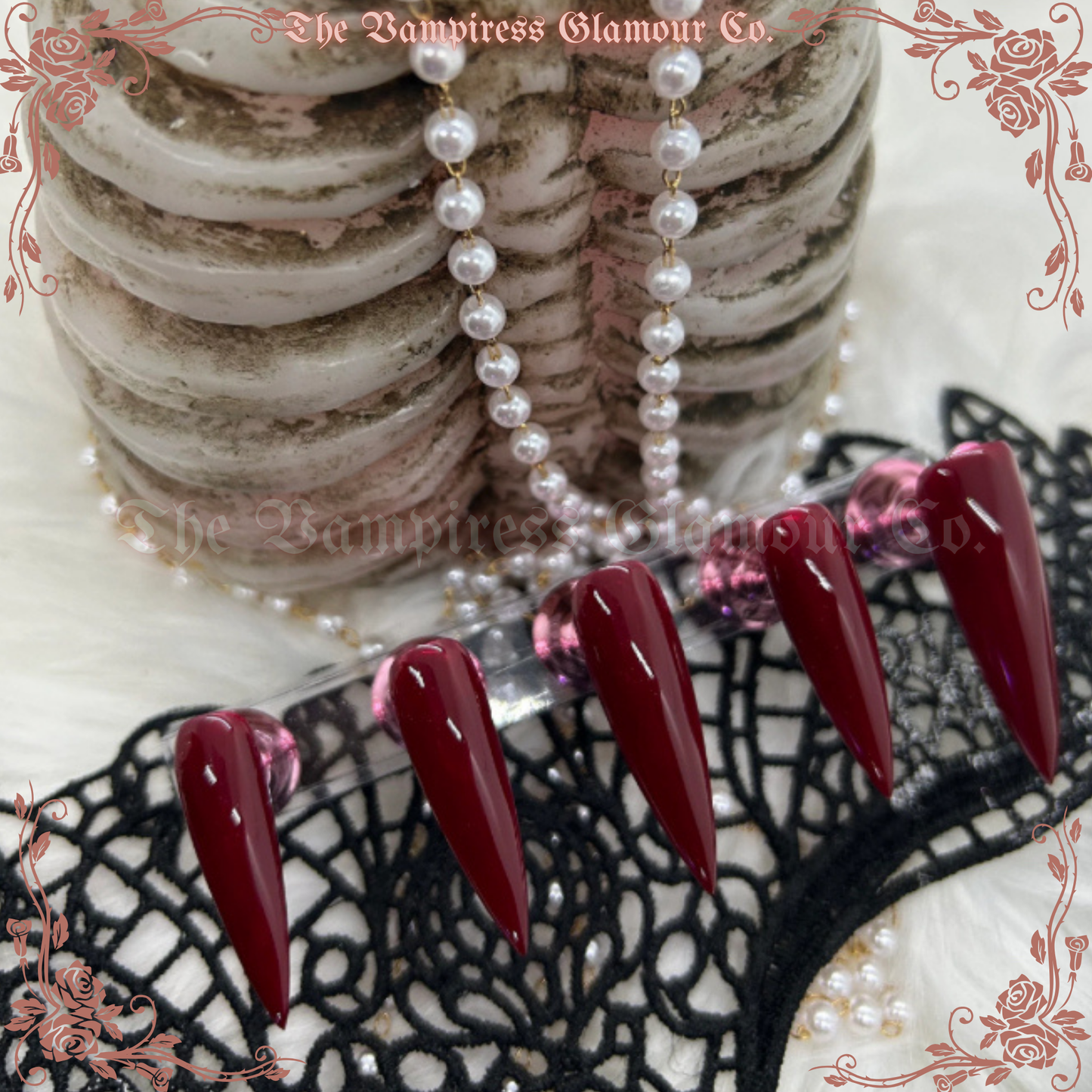 Rouge du Sang — Coagulant Luxury Handcrafted Glamour Magick Gel Press-On Nail Set