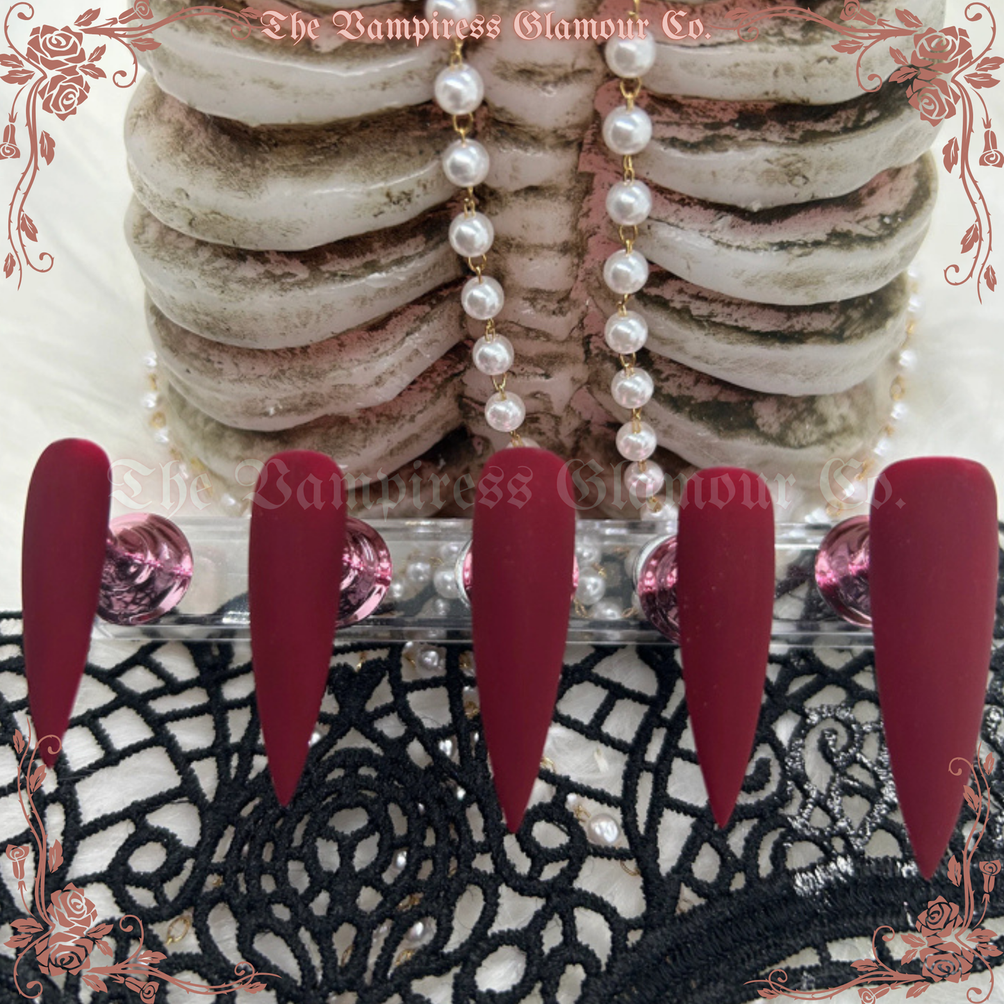 Rouge du Sang — Coagulant Luxury Handcrafted Glamour Magick Gel Press-On Nail Set