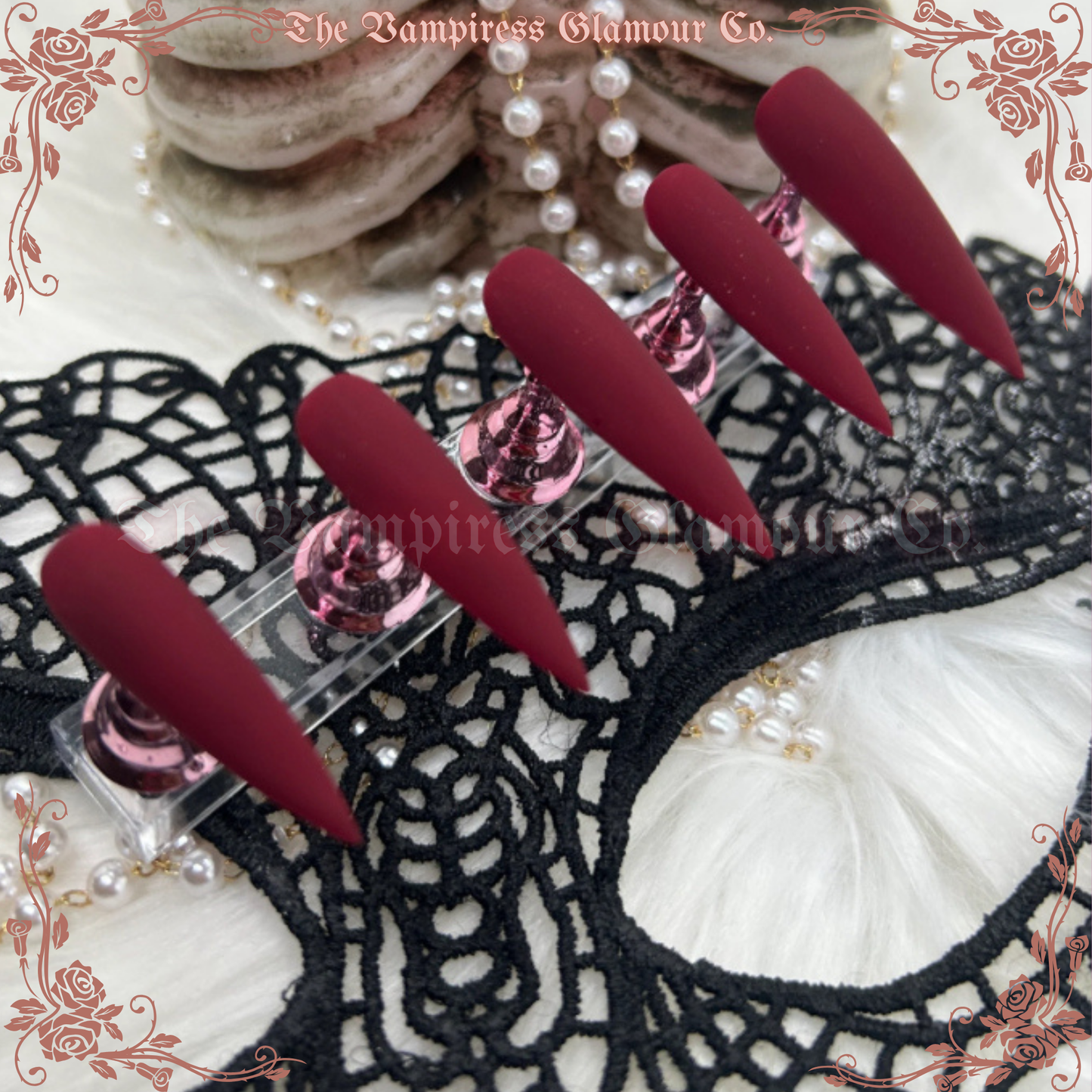Rouge du Sang — Coagulant Luxury Handcrafted Glamour Magick Gel Press-On Nail Set