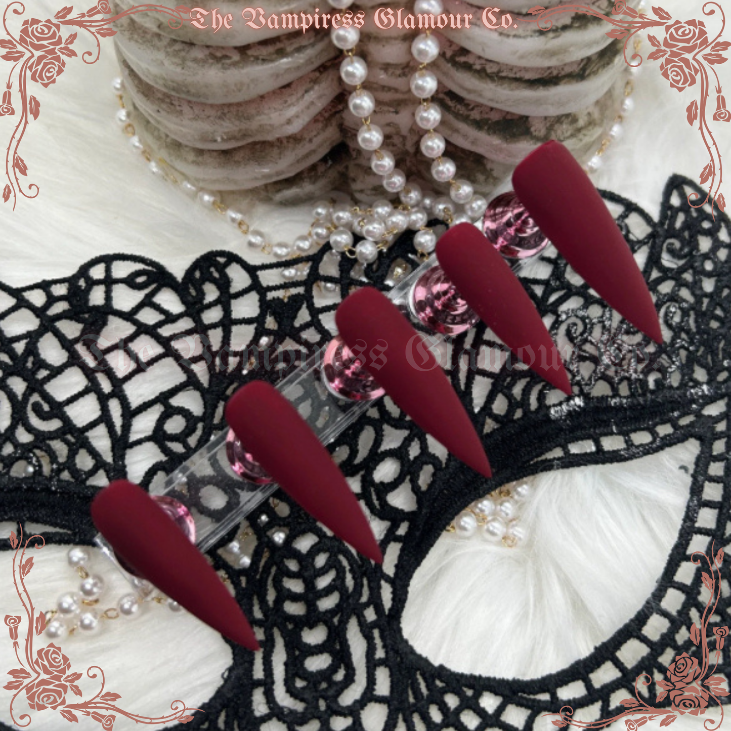 Rouge du Sang — Coagulant Luxury Handcrafted Glamour Magick Gel Press-On Nail Set