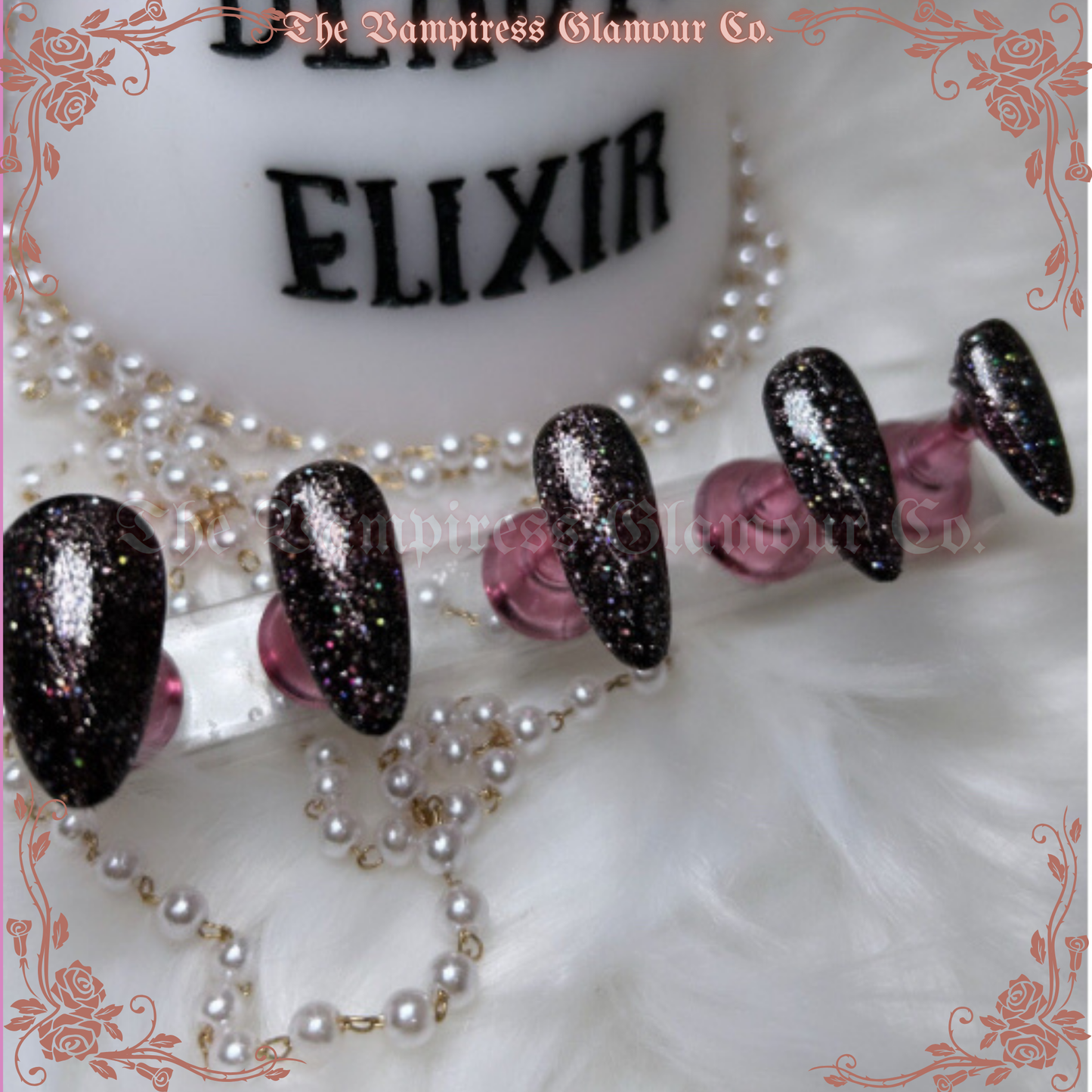 Les Étoiles Noires — Cosmos Handcrafted Luxury Glamour Magick Gel Press-On Nails
