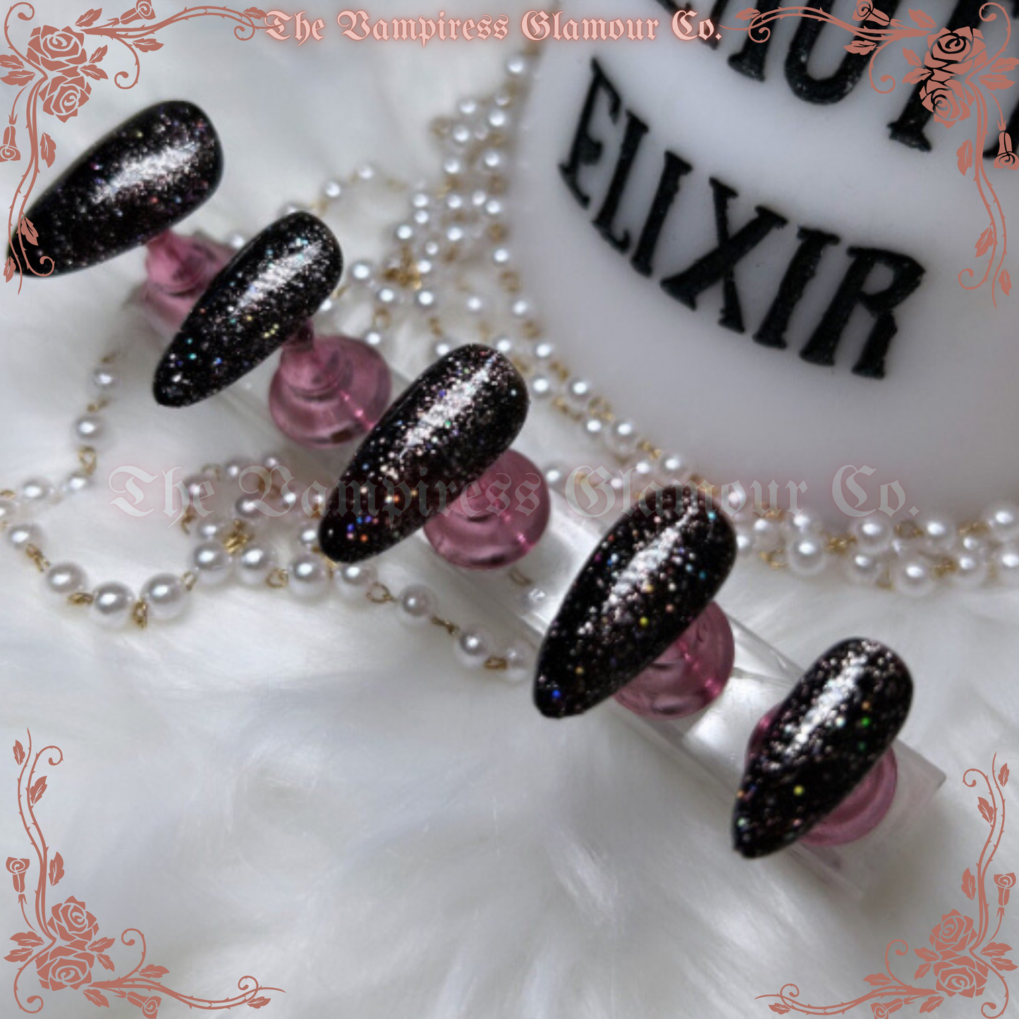 Les Étoiles Noires — Cosmos Handcrafted Luxury Glamour Magick Gel Press-On Nails