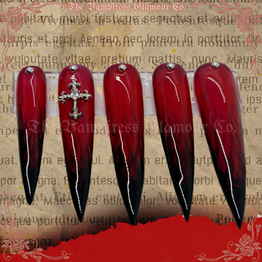 La Mort Écarlate — The Crimson Death Luxury Handcrafted Glamour Magick Gel Press-On Nail Set