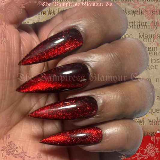 Le Mirage Écarlate — The Crimson Mirage Luxury Handcrafted Glamour Magick Gel Press-On Nail Set