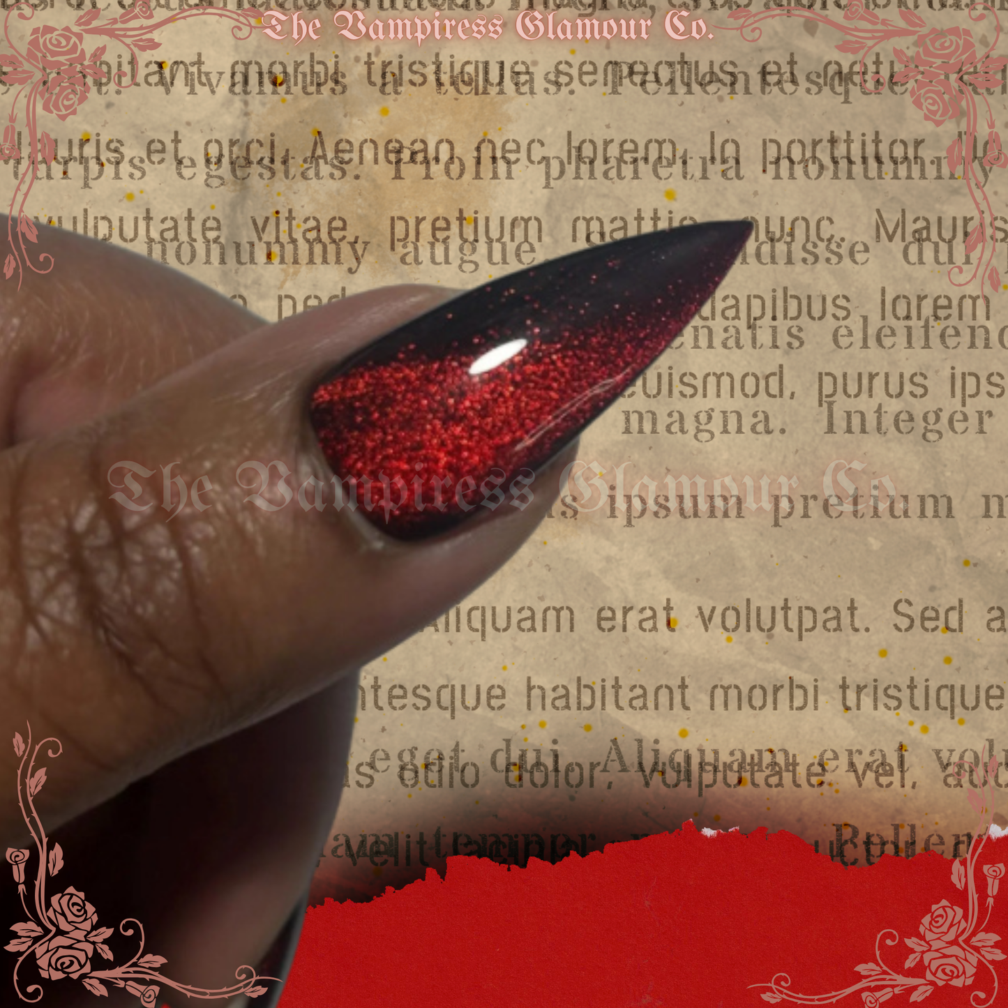 Le Mirage Écarlate — The Crimson Mirage Luxury Handcrafted Glamour Magick Gel Press-On Nail Set
