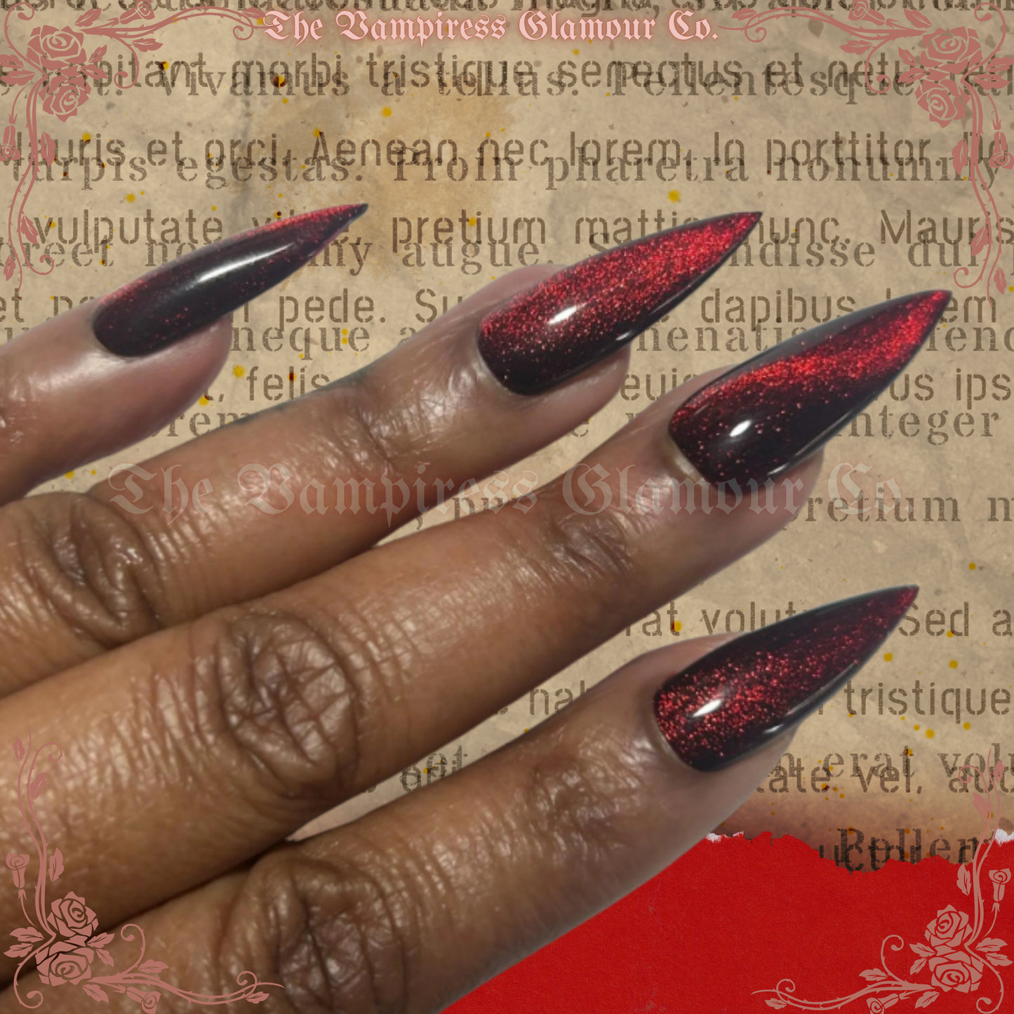 Le Mirage Écarlate — The Crimson Mirage Luxury Handcrafted Glamour Magick Gel Press-On Nail Set