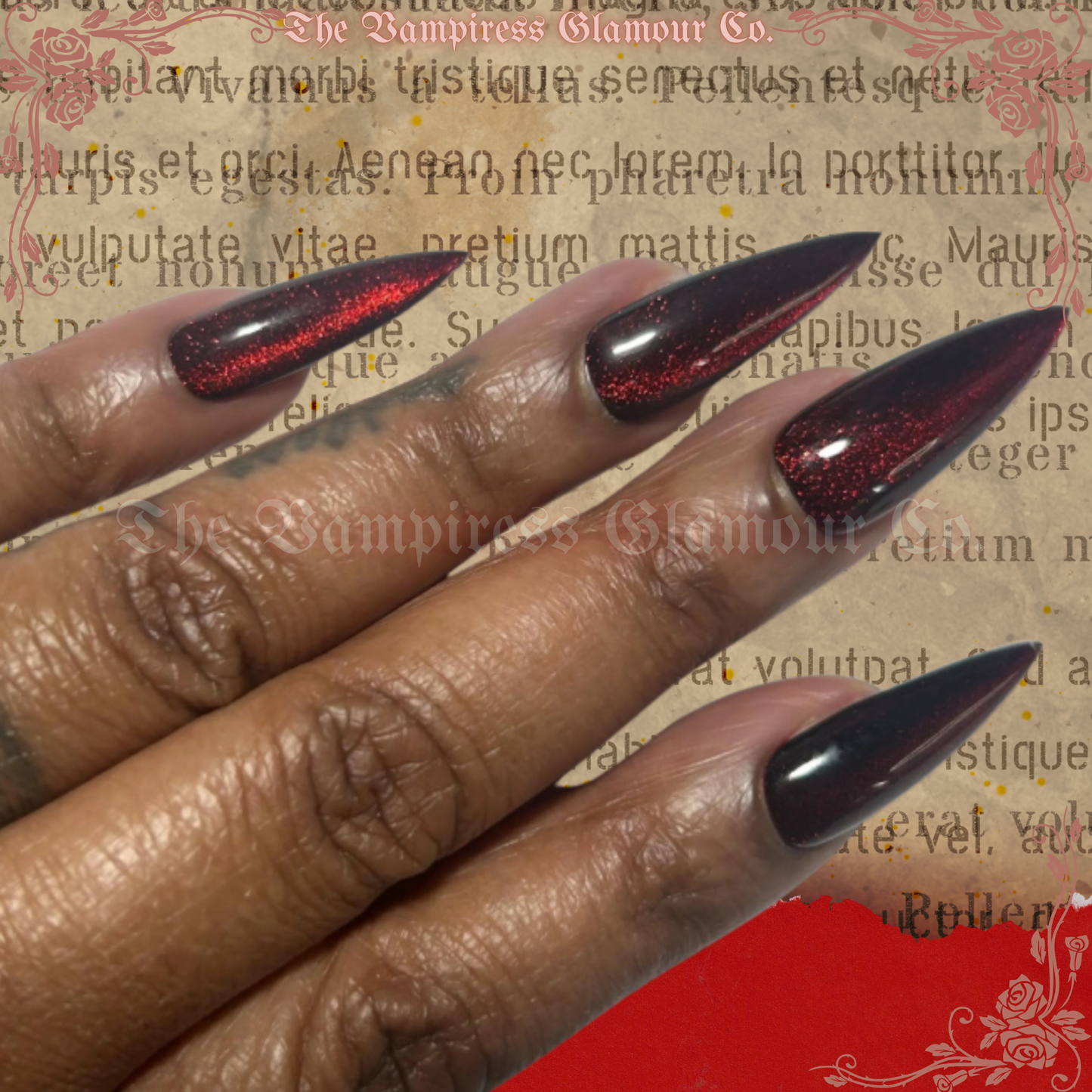 Le Mirage Écarlate — The Crimson Mirage Luxury Handcrafted Glamour Magick Gel Press-On Nail Set