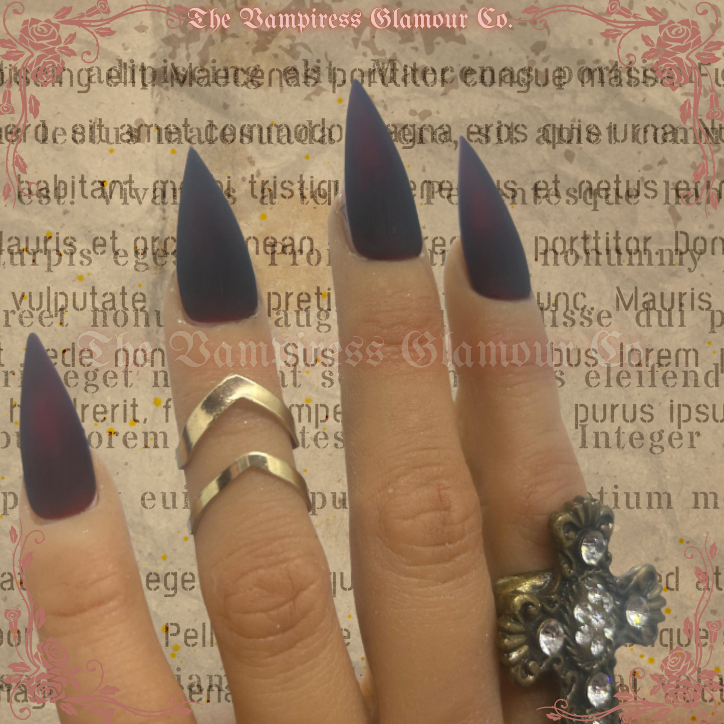 Communion Sombre — Dark Communion Luxury Handcrafted Glamour Magick Gel Press-On Nail Set