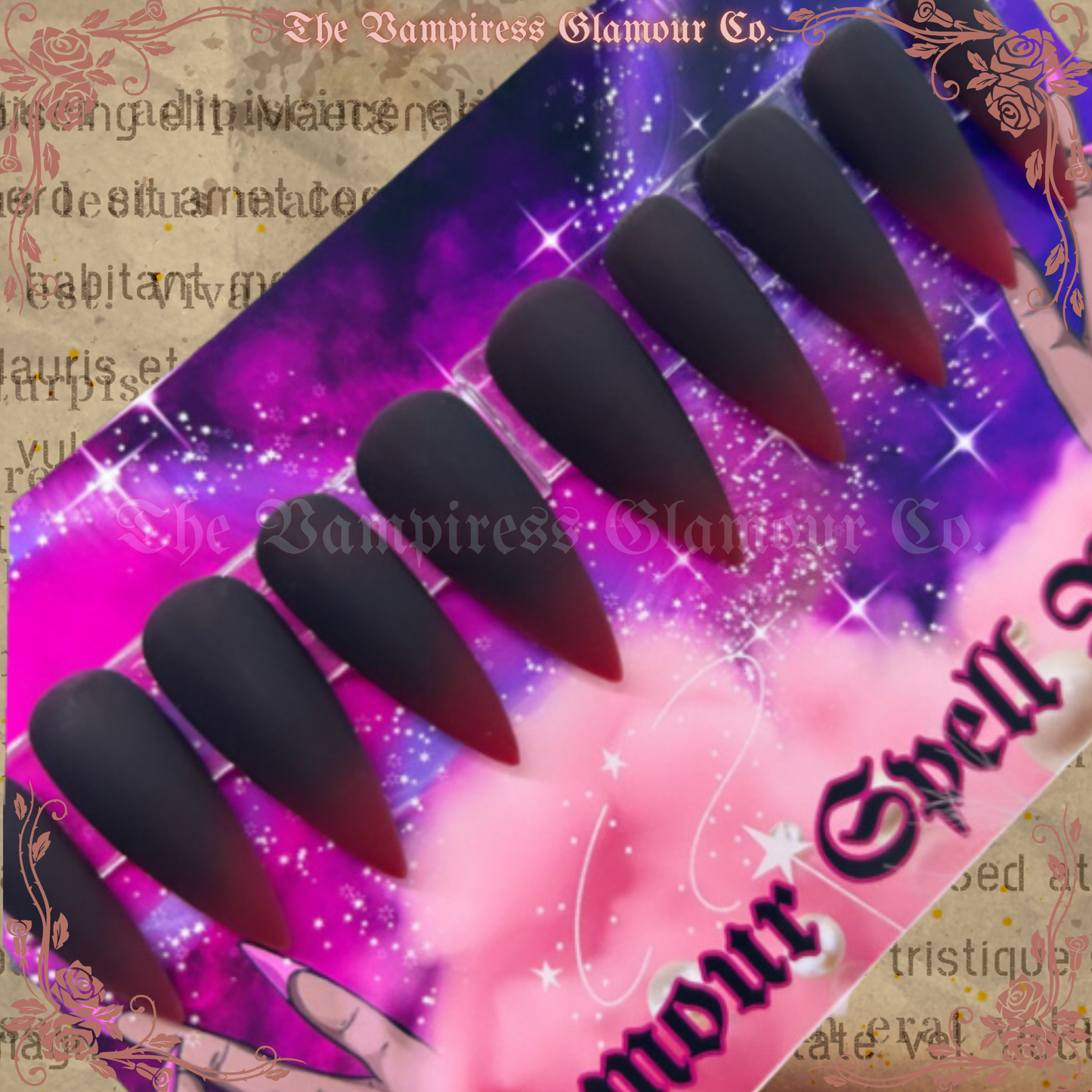 L’Impératrice Sombre — The Dark Empress Luxury Handcrafted Glamour Magick Gel Press-On Nail Set