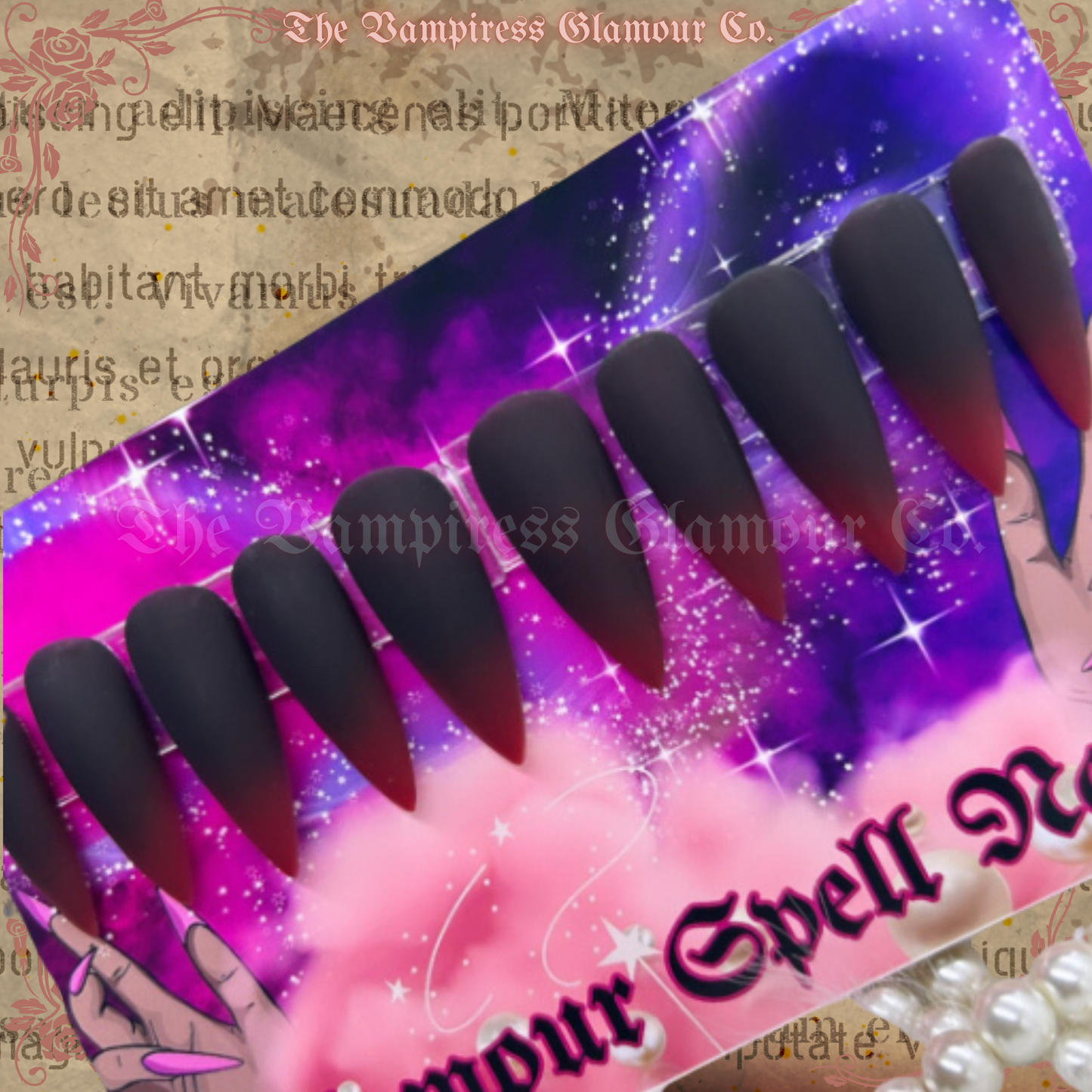 L’Impératrice Sombre — The Dark Empress Luxury Handcrafted Glamour Magick Gel Press-On Nail Set