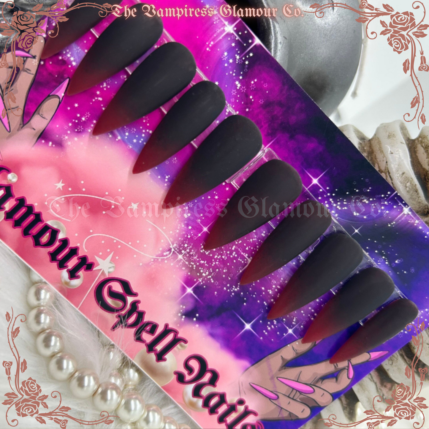 L’Impératrice Sombre — The Dark Empress Luxury Handcrafted Glamour Magick Gel Press-On Nail Set