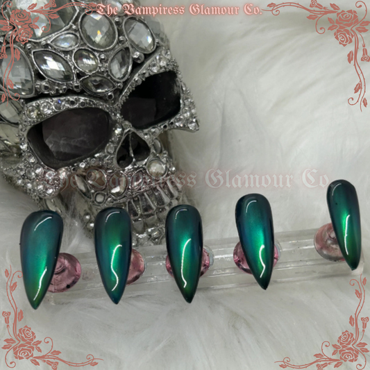 La Sirène Sombre — The Dark Siren Luxury Handcrafted Glamour Magick Gel Press-On Nail Set