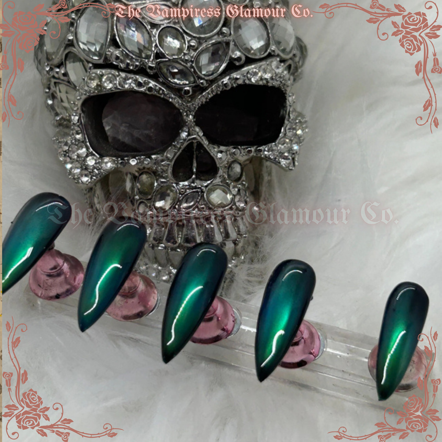 La Sirène Sombre — The Dark Siren Luxury Handcrafted Glamour Magick Gel Press-On Nail Set