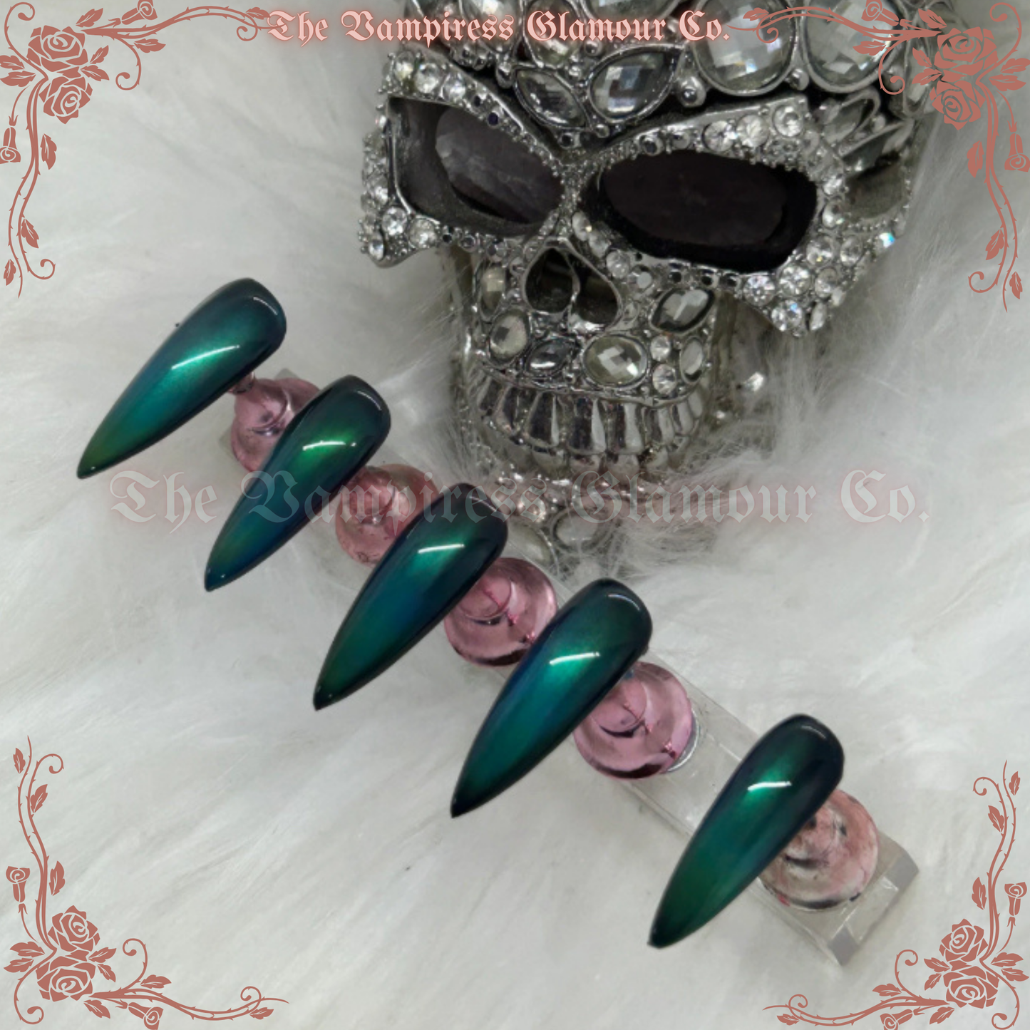 La Sirène Sombre — The Dark Siren Luxury Handcrafted Glamour Magick Gel Press-On Nail Set